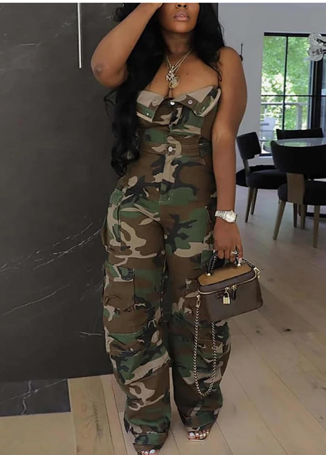 Camo Cropped Jumpsuit